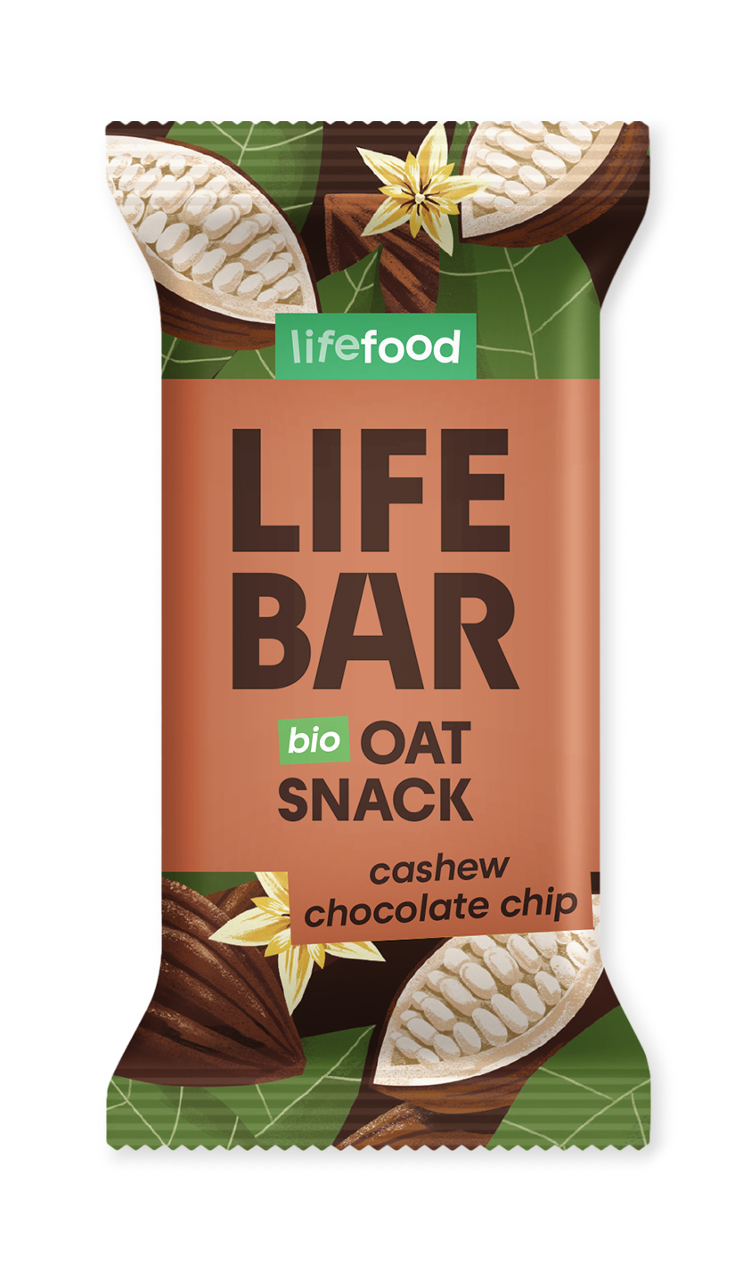 Lifefood Lifebar haverreep cashew chocolate chip bio & raw 40g